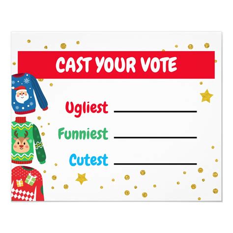 Ugly Sweater Voting Cards Printable